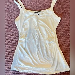 White House Black Market womens S white sleeveless Boho blouse crochet neck NWOT